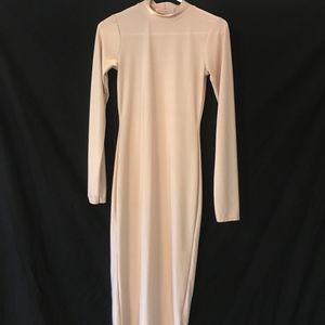 Nude Slinky High Neck Bodycon Dress